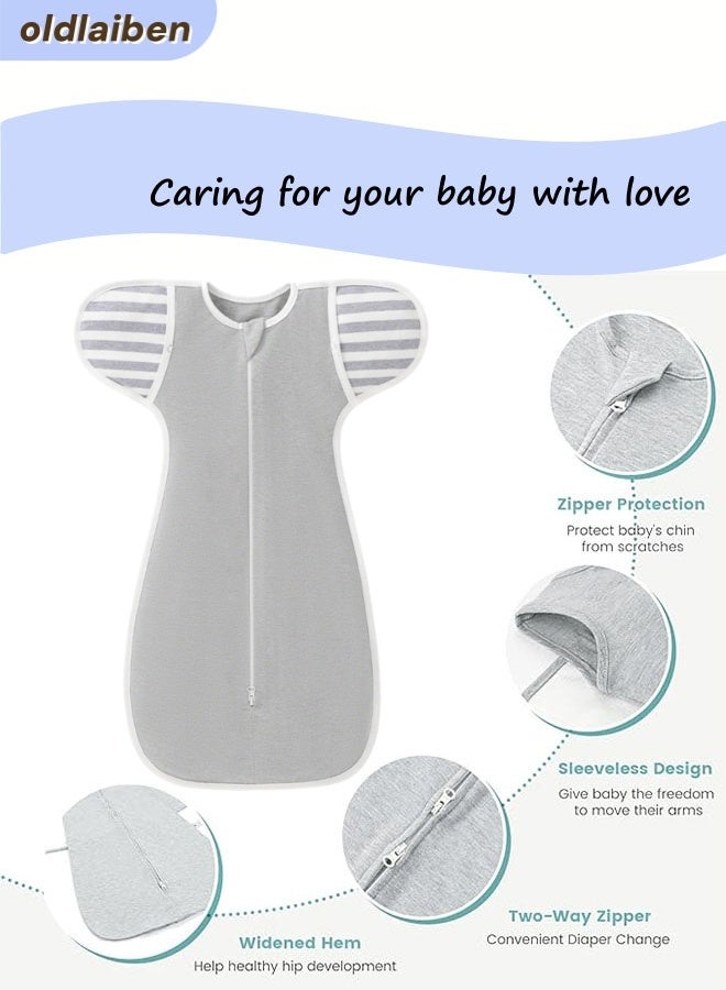 oldlaiben Baby Swaddle,Newborn Swaddle Up,Baby Sleepsack,Baby Swaddling Wrap,Infant Baby Sleeping Bag With Hat,Soft Cotton Sleep Sack,Zip-Off Wings,Improves Sleep,Snug Fit Helps Calm Startle Reflex, New Born Essentials(Grey) - Image 3